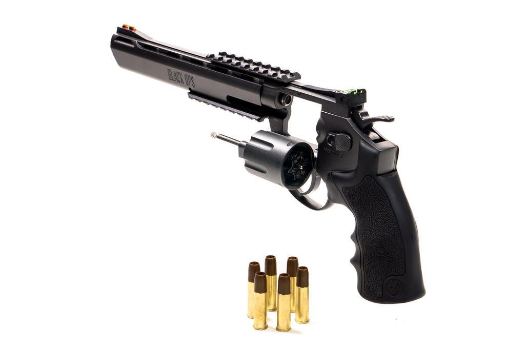 Black Ops Exterminator 8" Full Metal Revolver - Gun Metal Finish - Pellet Cartridges Available